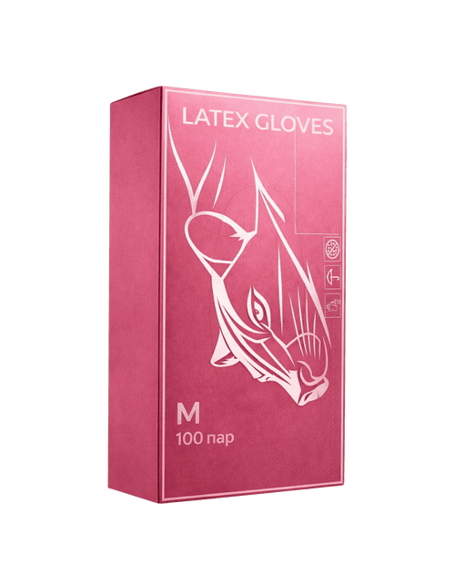 Латексные розовые перчатки коробка